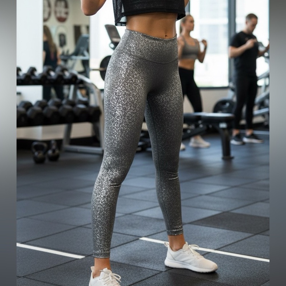 LAST CHANCE - Sweaty Betty "Goddess" 7/8 Length Leggings in Grey Foil